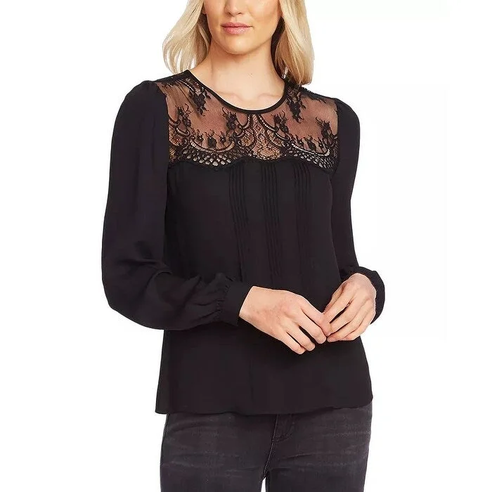 Vince Camuto Women's Lace Yoke Blouse Black Grey Size X-SmallHip-Hop Shirts