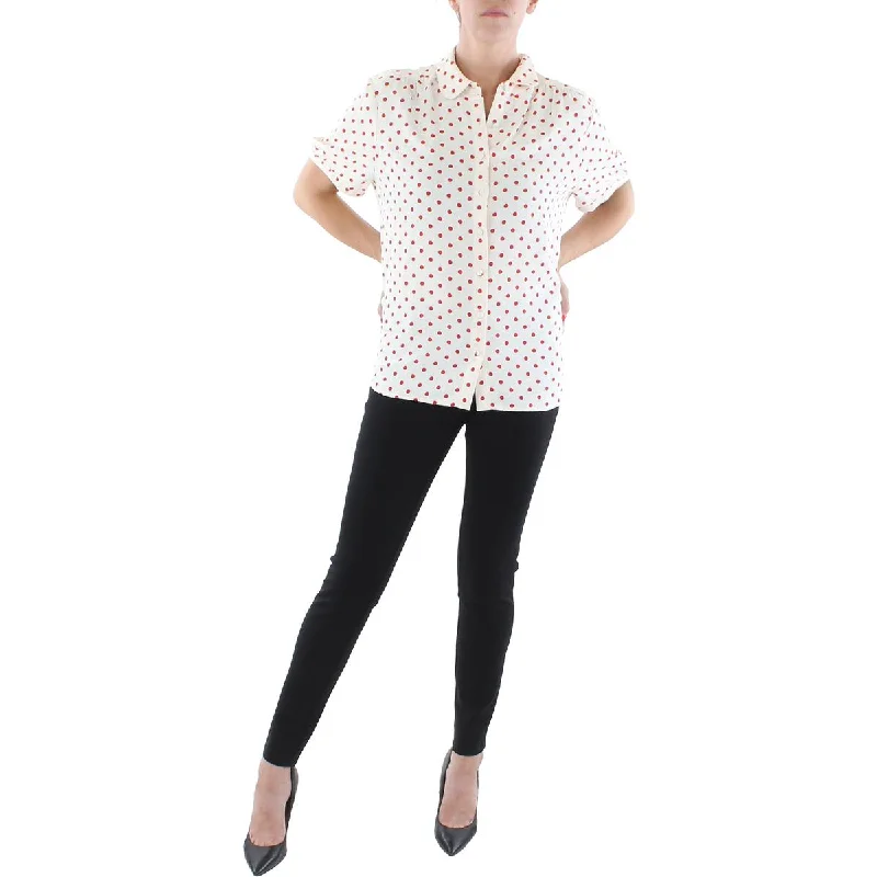 Tear resistanceAnne Klein Womens Polka Dot Point-Collar Button-Down Top