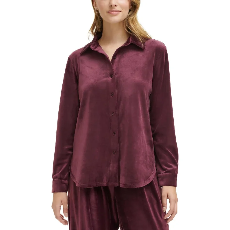 Down ski suitCalvin Klein Womens Velour Collared Button-Down Top