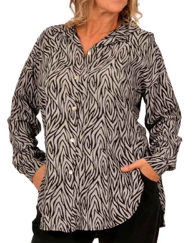 CATHERINE LILLYWHITE ZEBRA PRINT BLOUSECotton Shirts