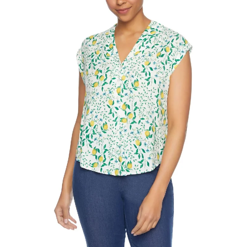 Down windbreakerCooper & Ella Womens Collar Floral Button-Down Top