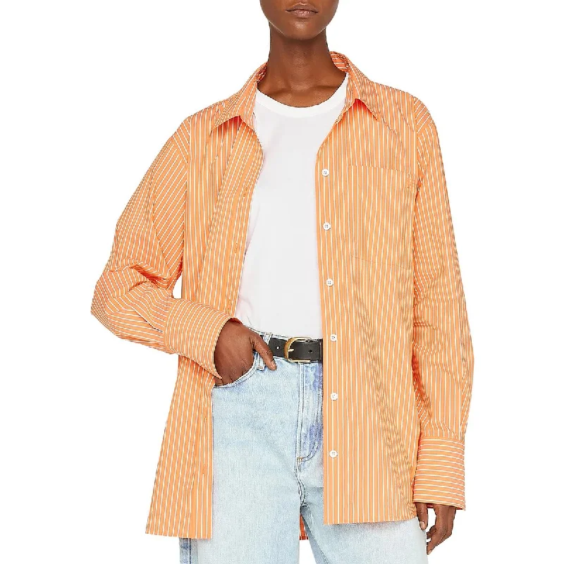 Duck downFRAME Womens Pinstripe Collared Button-Down Top