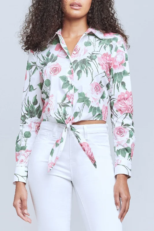 Gaia Tie Front Blouse in Rosa PrintDesigner Shirts