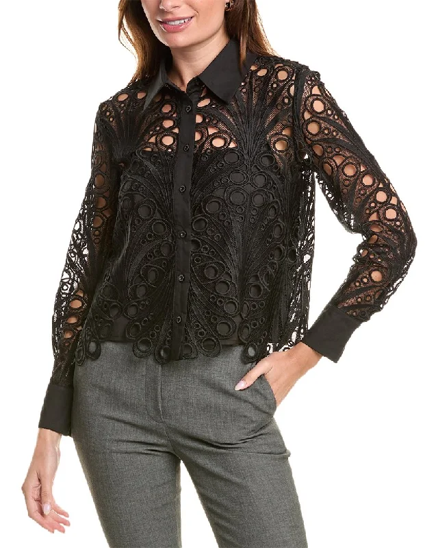 Gracia Eyelet Lace BlousePocket Shirts