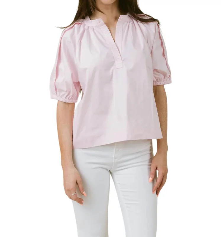 Henley Blouse In BlushLayered Shirts