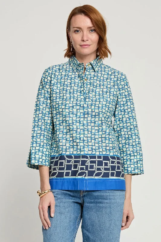 Hinson Wu Xena Mosaic Zip Back BlouseCasual Shirts