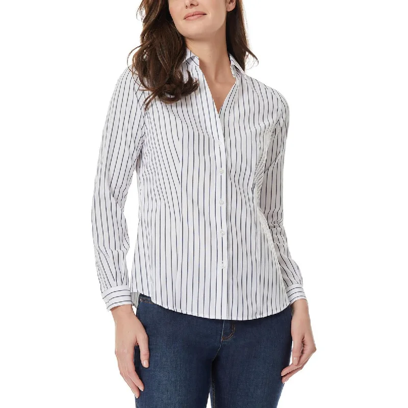 Minimalist down jacketJones New York Womens Cotton Collared Button-Down Top