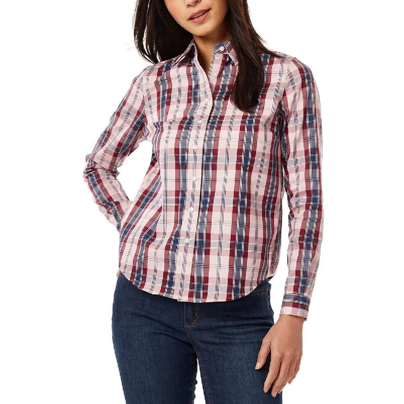 Compressible designJones New York Womens Cotton Plaid Button-Down Top