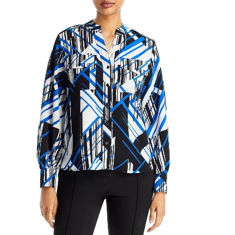 Down capeKarl Lagerfeld Paris Womens Geometric  Button-Down Top