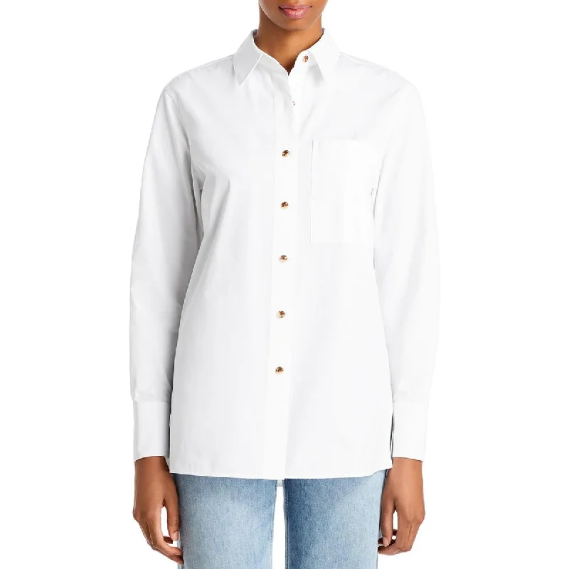 Slim down jacketLafayette 148 New York Womens Collar Cotton Button-Down Top