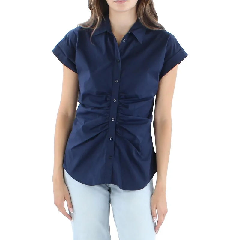 Parker down jacketLauren Ralph Lauren Womens Shirred Point-Collar Button-Down Top