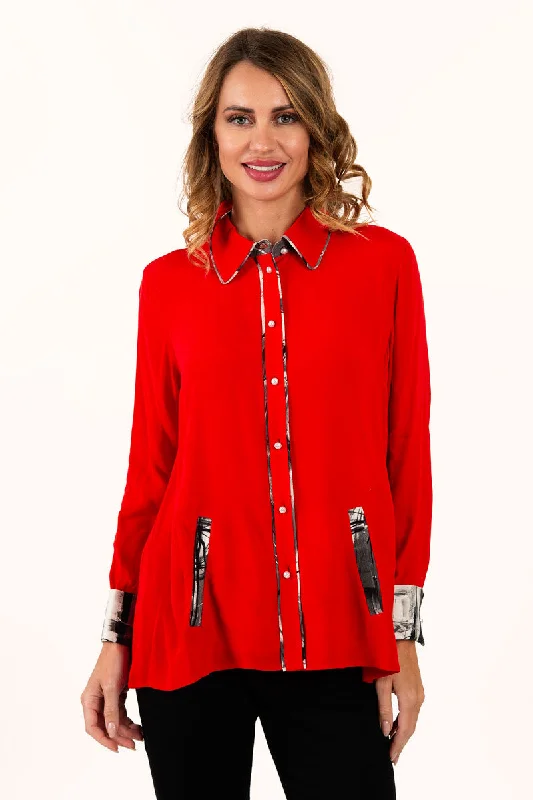 Lemon Grass Button Down Blouse with French CuffEmbellished Shirts