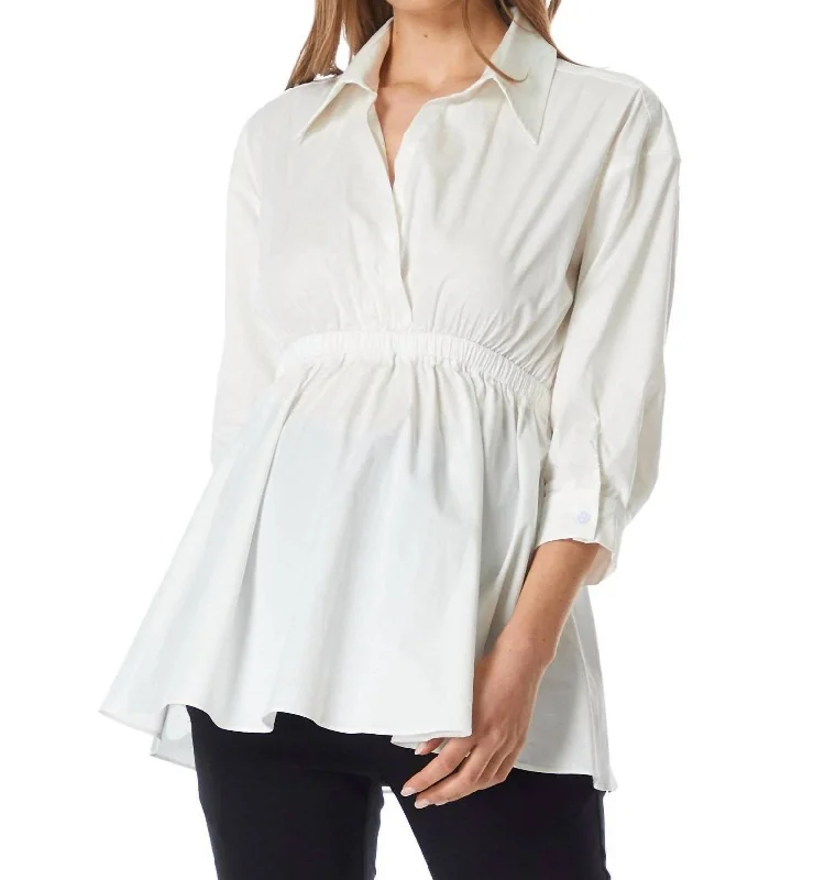 Luna 3/4 Sleeve Blouse In WhiteVelvet Shirts