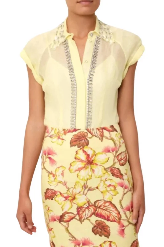 Matchmaker Diamante Blouse In LemonAsymmetrical Shirts