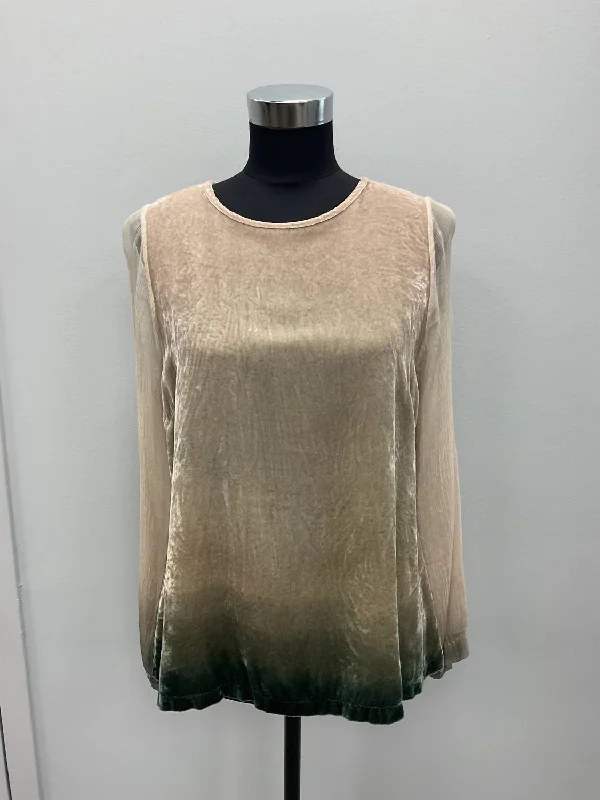 Olive Ombre Silk Velvet Blouse In TaupeOversized Shirts