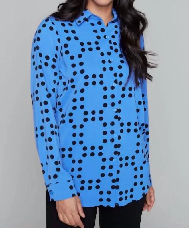 Polka-Dot Atari Blouse In CobaltRelaxed Fit Shirts