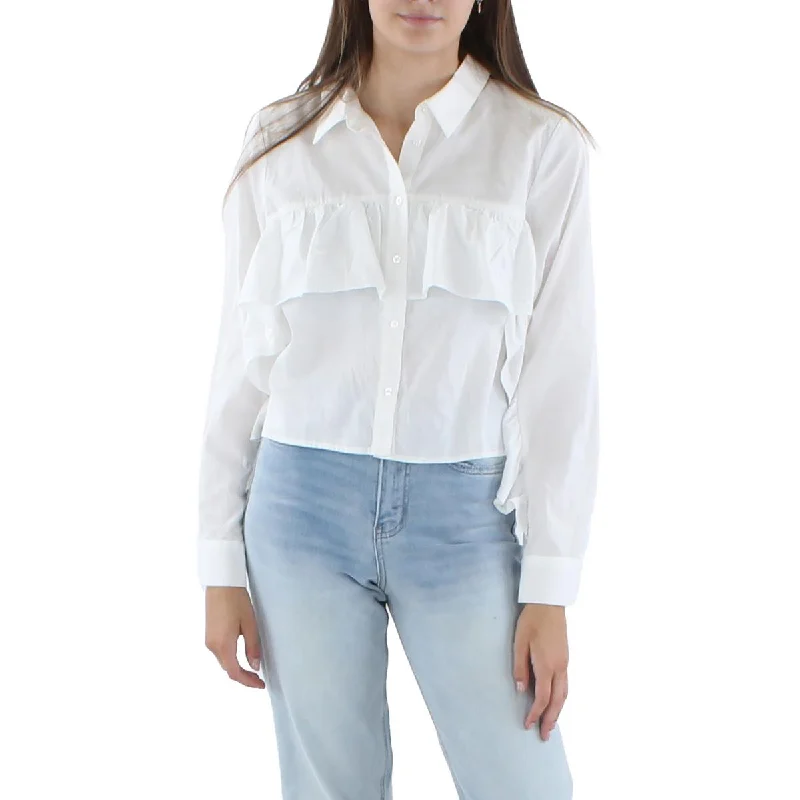 Down cycling suitRiley & Rae Womens Cotton Ruffled Button-Down Top