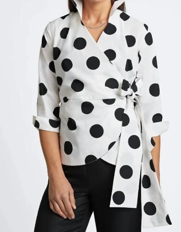 Salina Polka Dot Blouse In Black/whiteCropped Shirts