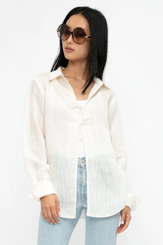 Tie Front Blouse in BoneHunting Shirts