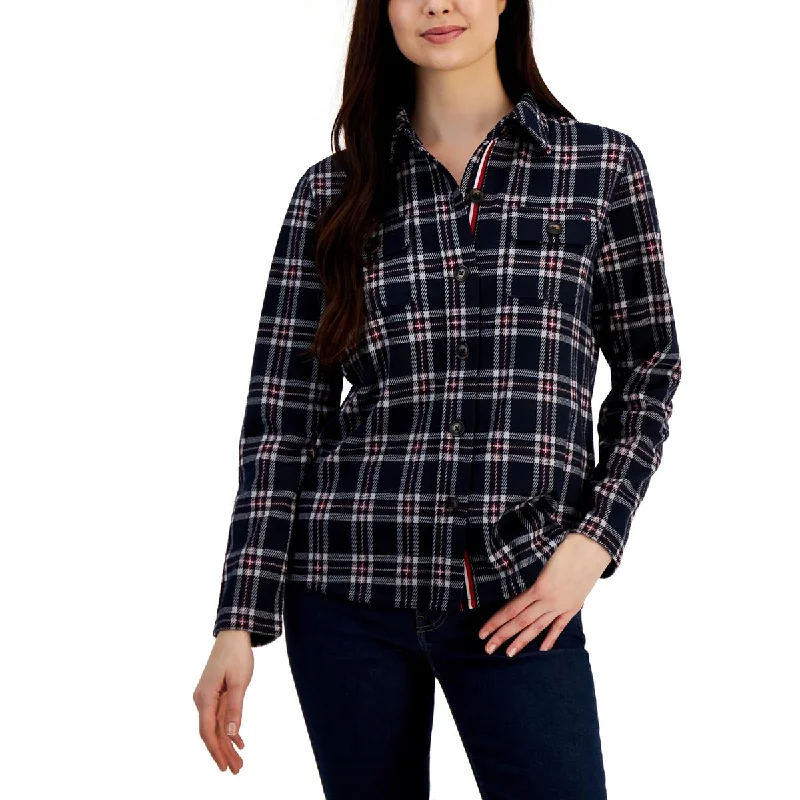 UV resistanceTommy Hilfiger Womens Flannel Plaid Button-Down Top