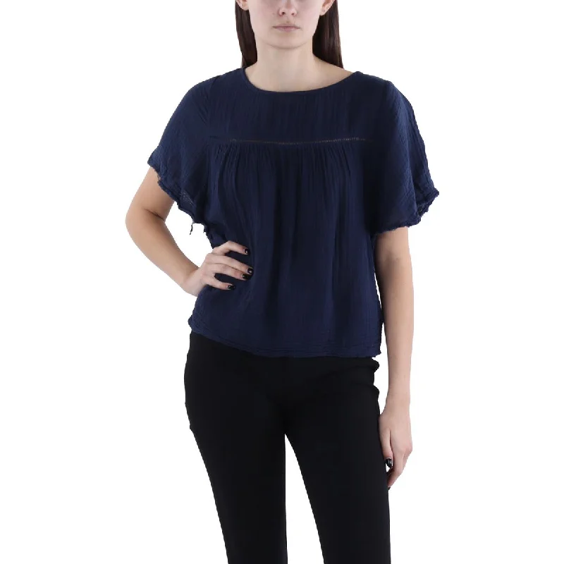 Womens Cotton Ladder Stitch BlousePolyester Shirts