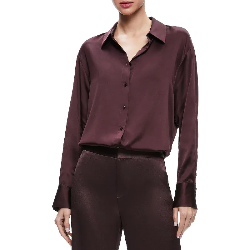 Street down jacketAlice and Olivia Womens Collared Top Button-Down Top