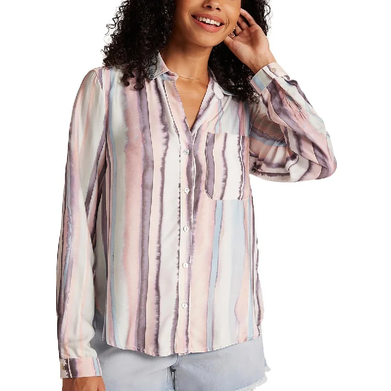 Hoodless down jacketBella Dahl Womens Collar Striped Button-Down Top