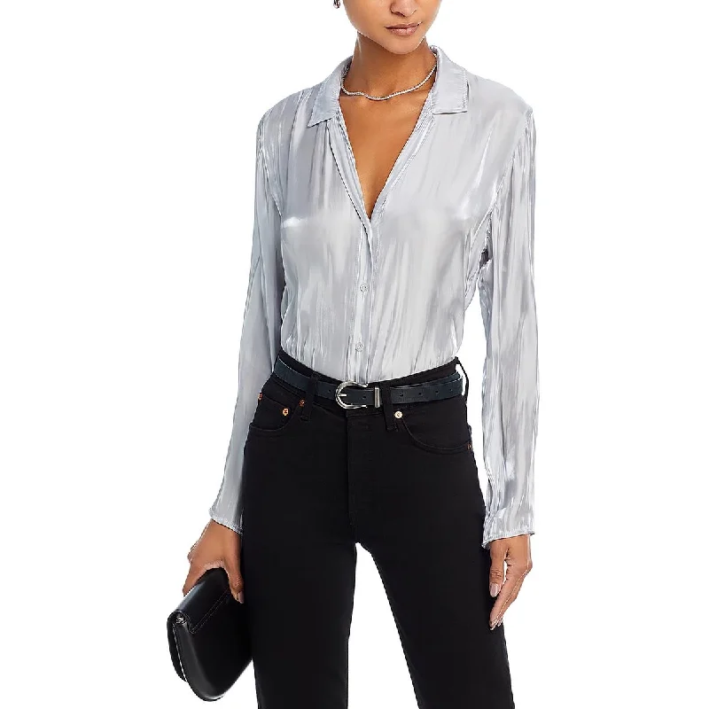 Tear resistanceBella Dahl Womens Shimmer Collared Button-Down Top