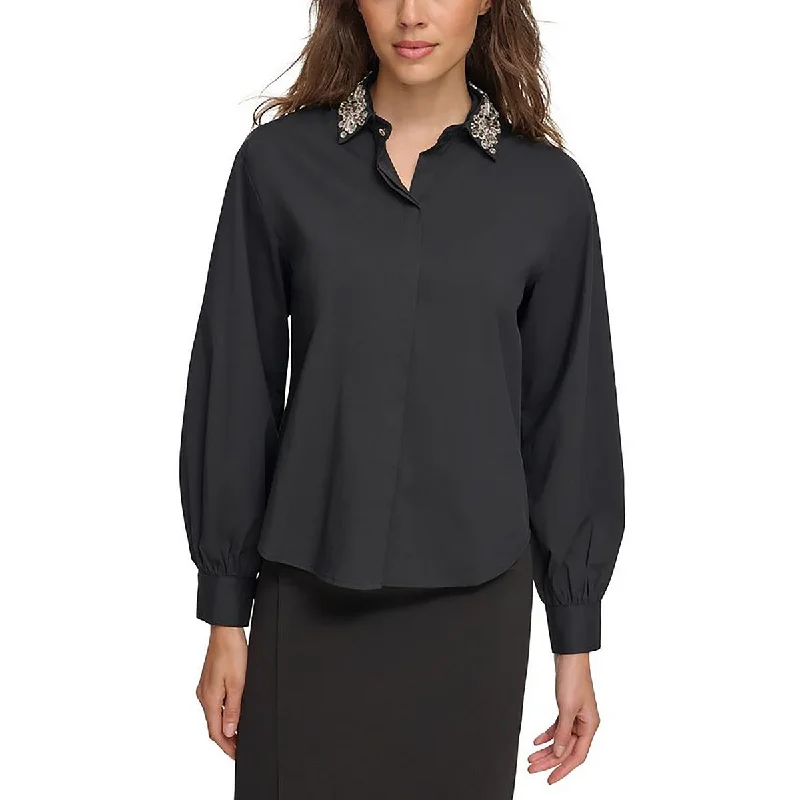 Antistatic performanceDonna Karan Womens Embellished Party Button-Down Top