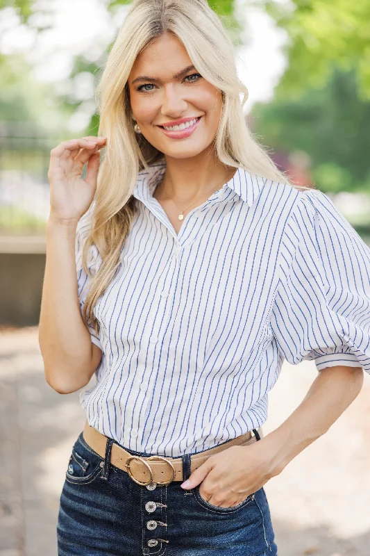 Business down jacketEast Coast Class White Striped Button Down