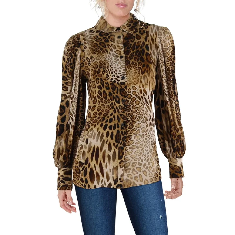 Down dressElie Tahari Womens  Animal Print Button-Down Top