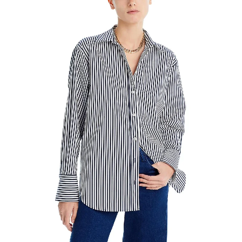 UV resistanceFRAME Womens Striped Collared Button-Down Top