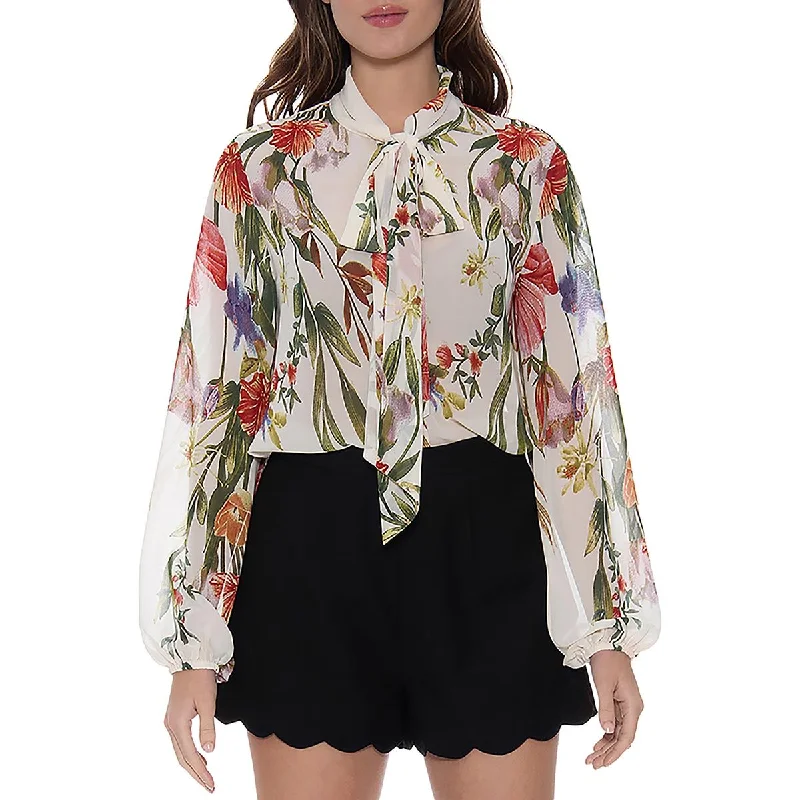 Down ski suitGracia Womens Floral Print Collared Button-Down Top