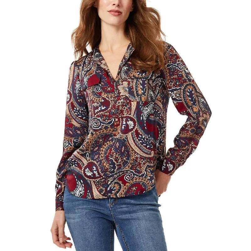 Removable linerJones New York Womens Collared Printed Button-Down Top