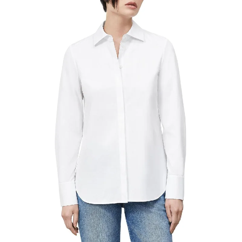 Adjustable brimLafayette 148 New York Womens Collar Solid Button-Down Top