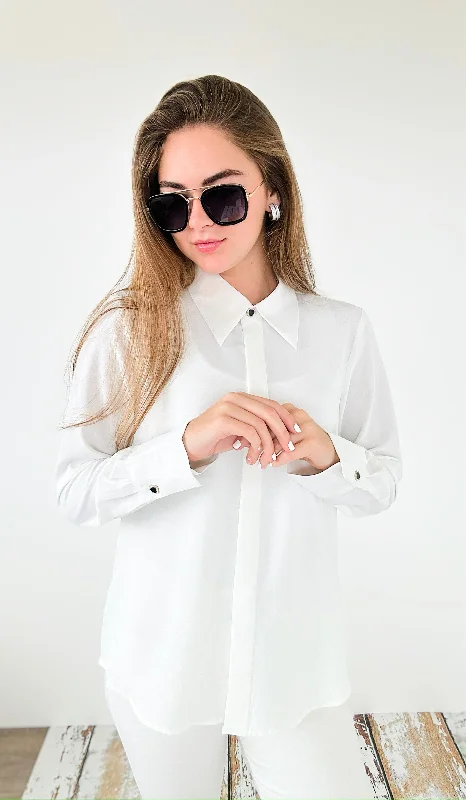 Hooded down jacketRefined Essentials Button Down Top-White