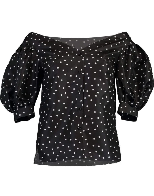 Waterproof Wind performanceOff Shoulder Puff Sleeve Button Down Top