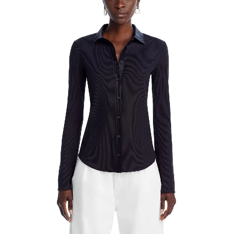 Hot pressing technologyRag & Bone Womens Satin Trim Collar Button-Down Top