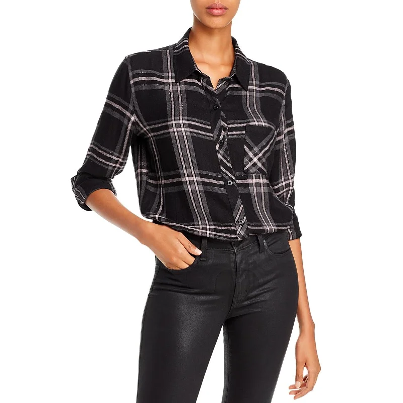 Down dressRails Womens Hunter Metallic Plaid Button-Down Top