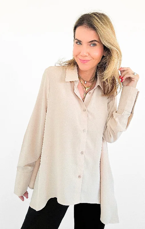 Slim down jacketSoHo Button Down Top - Beige