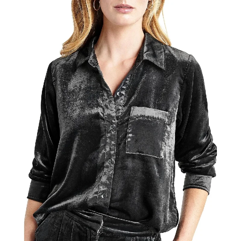 Parker down jacketSplendid Womens Irene Velvet Collar Button-Down Top