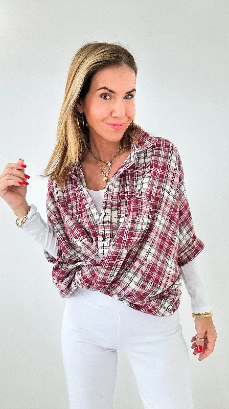 Down vestSundown Plaid Cape Top