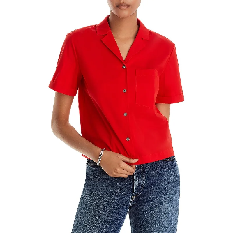 Down mountaineering suitTheory Womens Collared Solid Button-Down Top