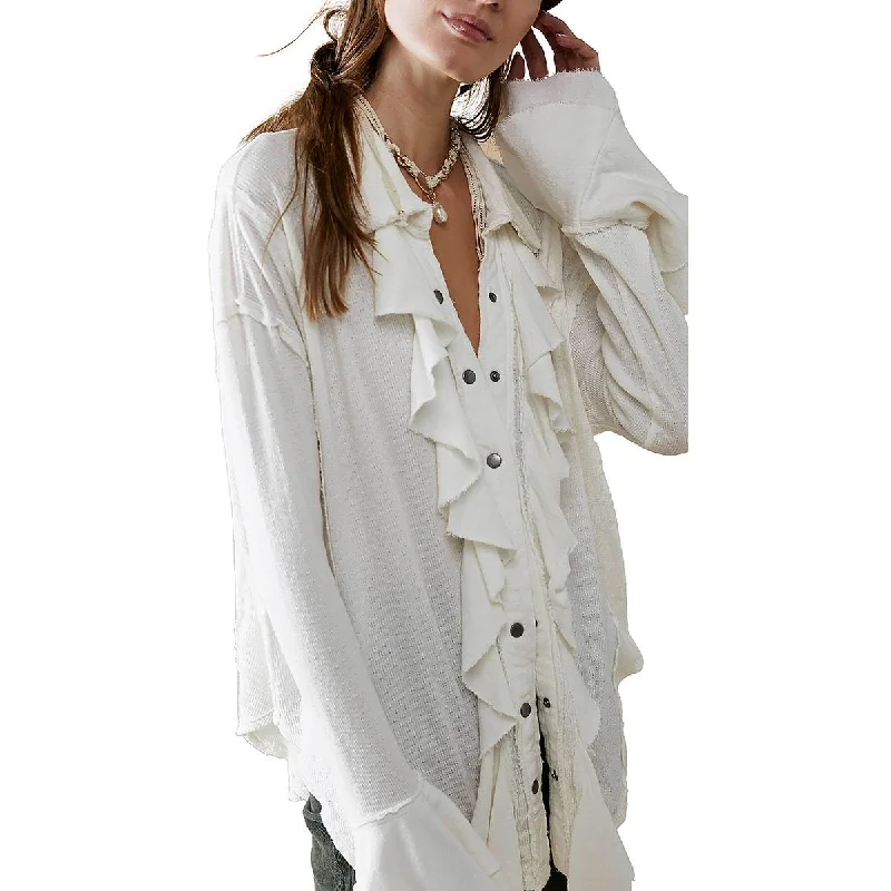 Punk down jacketWe The Free Womens Cotton Ruffled Button-Down Top