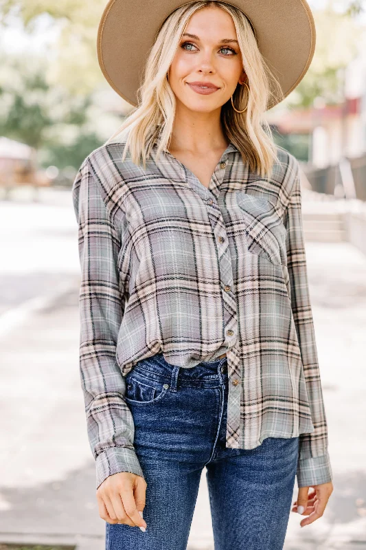 BreathabilityKnow It Well Spruce Green Plaid Button Down Top