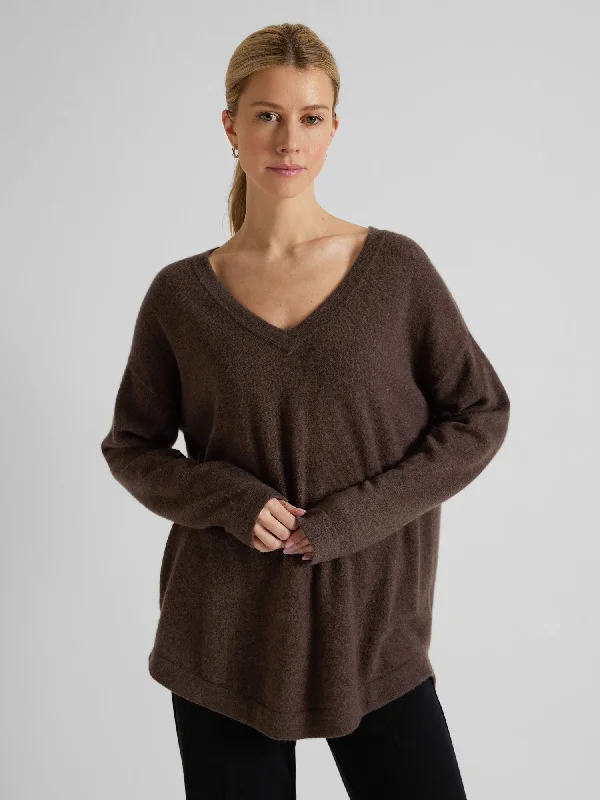 Ribbed Knit TopsCashmere sweater "Alva" - dark brown