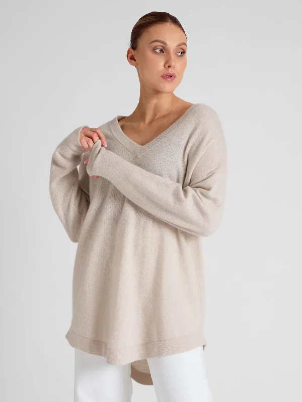 Spring Knit TopsCashmere sweater "Alva" - pearl