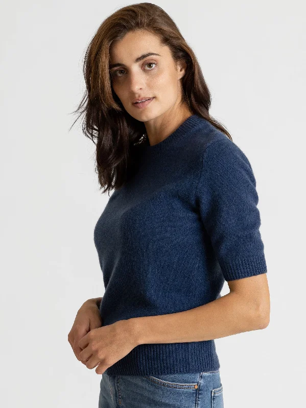 Metallic Knit TopsCashmere sweater "Sofia sweater" - mountain blue