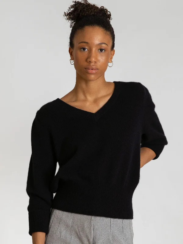 Acrylic Knit TopsCashmere sweater  "Swan" - black