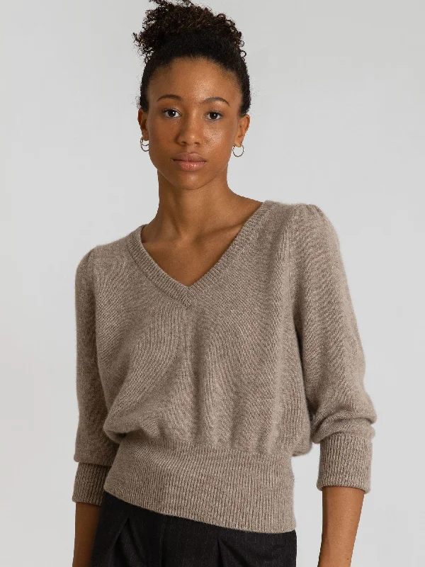 Alpaca Knit TopsCashmere sweater  "Swan" - toast